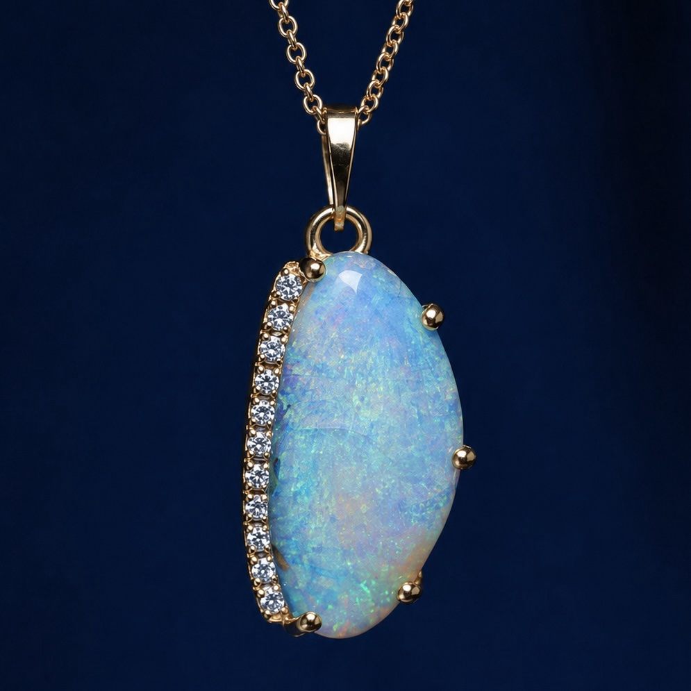 Colgante ARRECIFE
 Opalo Australiano y Diamantes