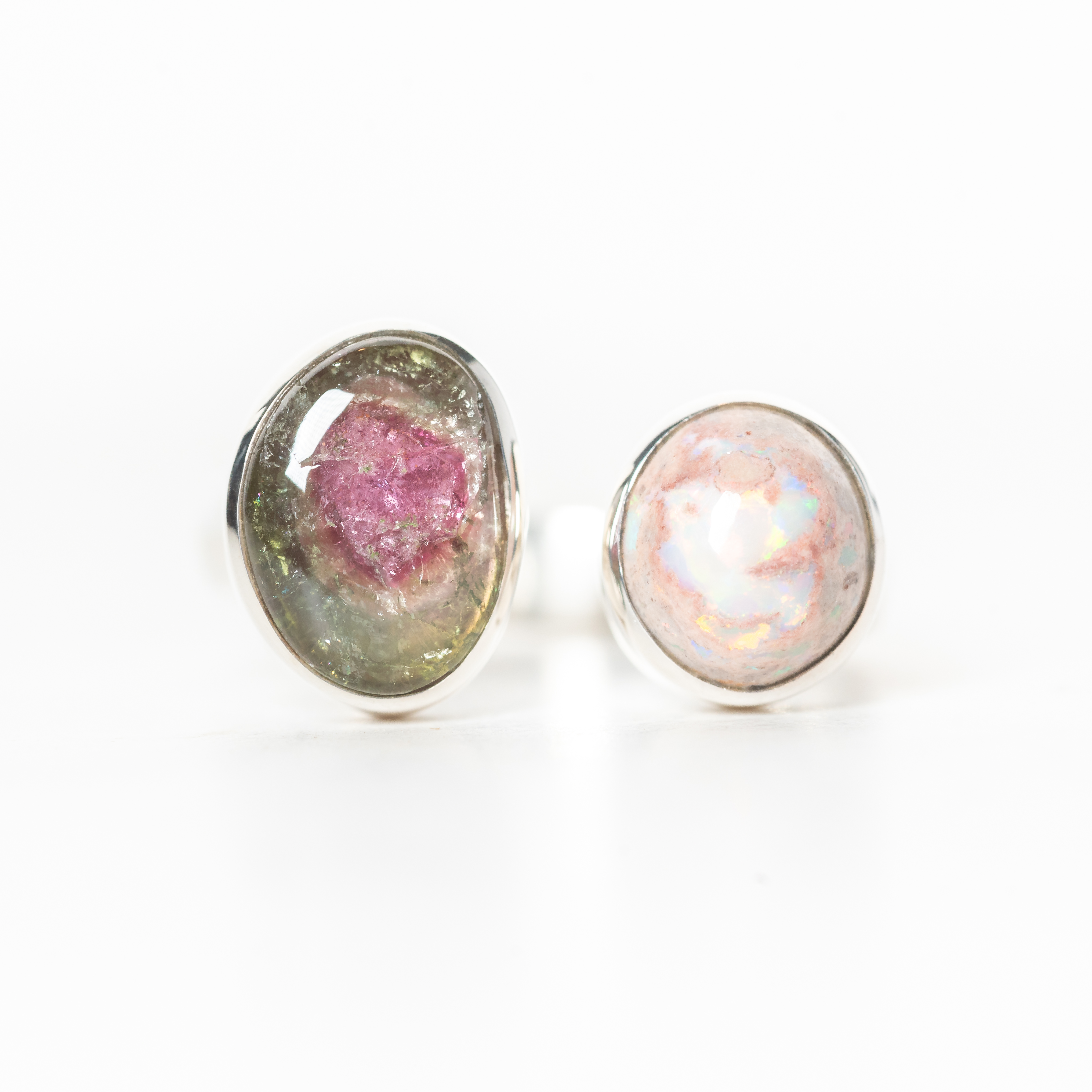Anillo ORQUÍDEA Ópalo de Fuego y Turmalina Sandía T14-18