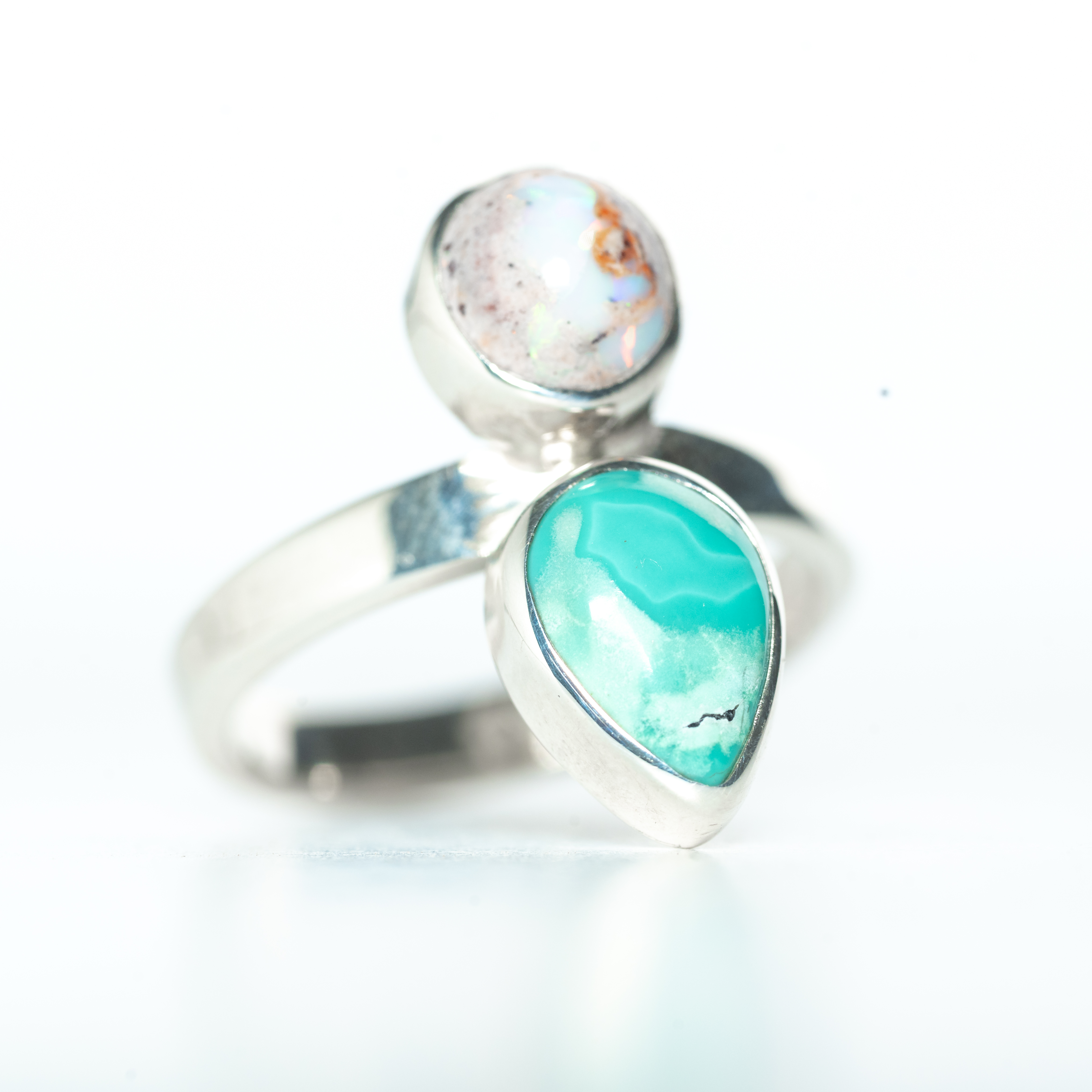 Anillo TROPICAL Ópalo de Fuego y Turquesa T17