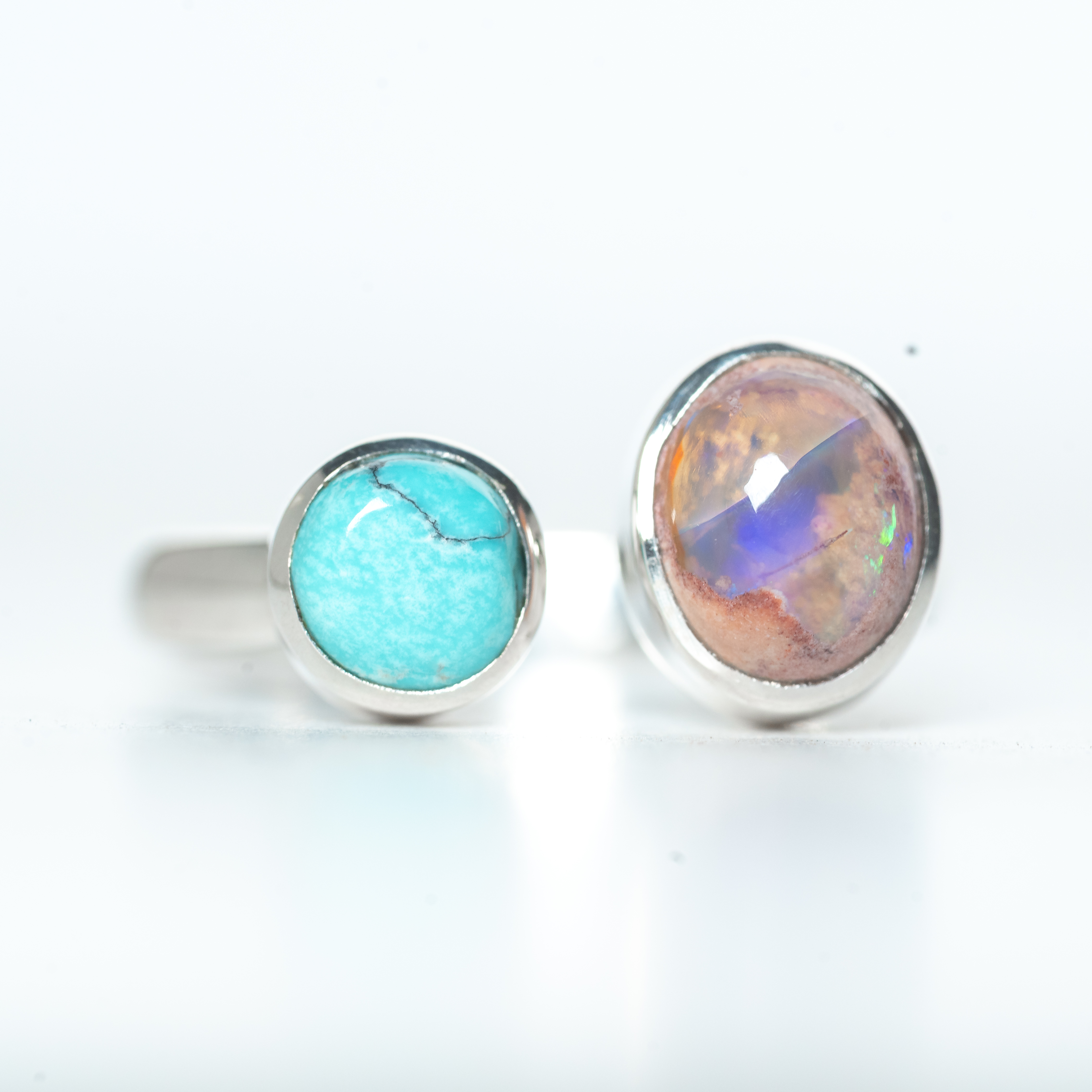 Anillo ORQUÍDEA Ópalo de Fuego y Turquesa T12-15