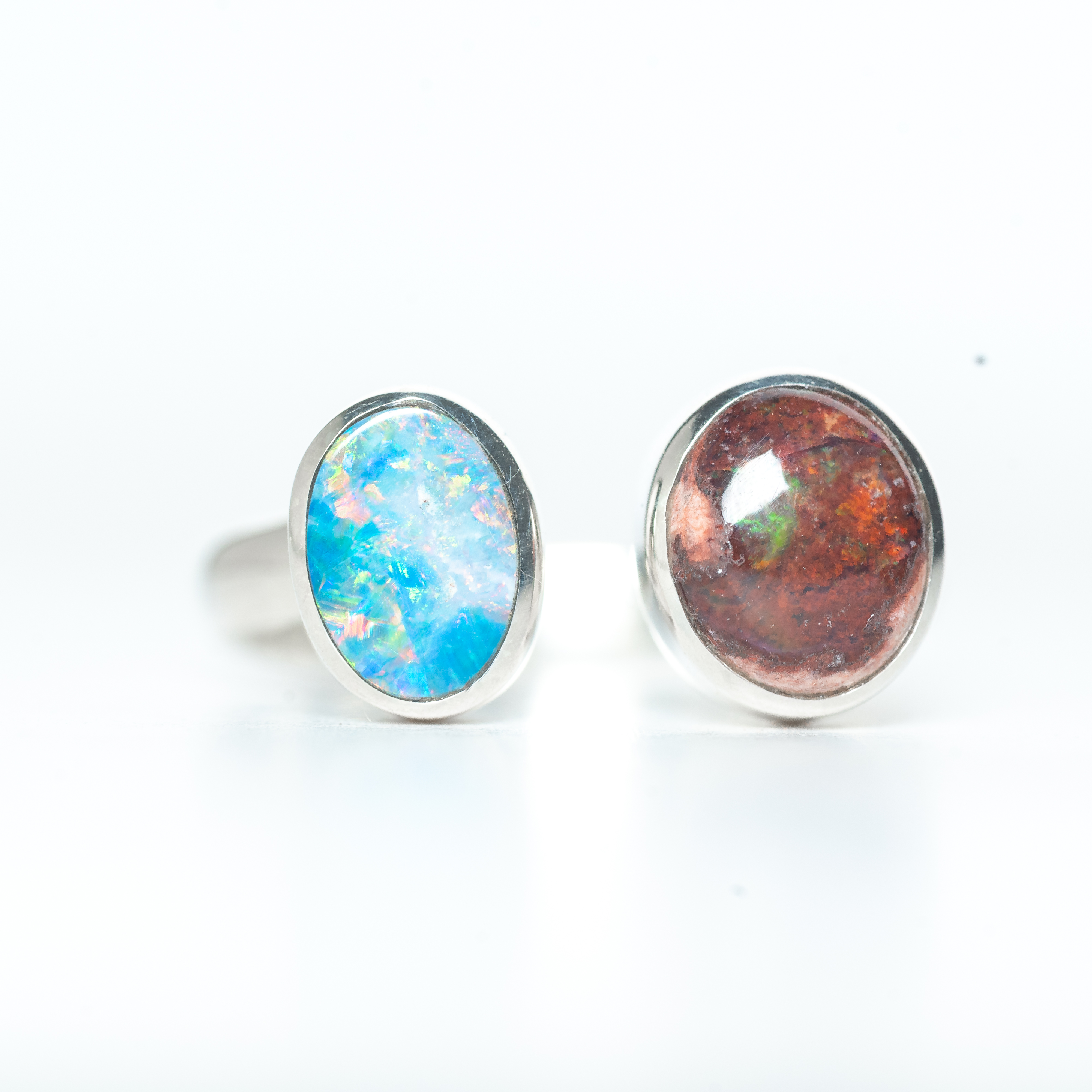 Anillo ORQUÍDEA Ópalo de Fuego y Ópalo Australiano T10-13
