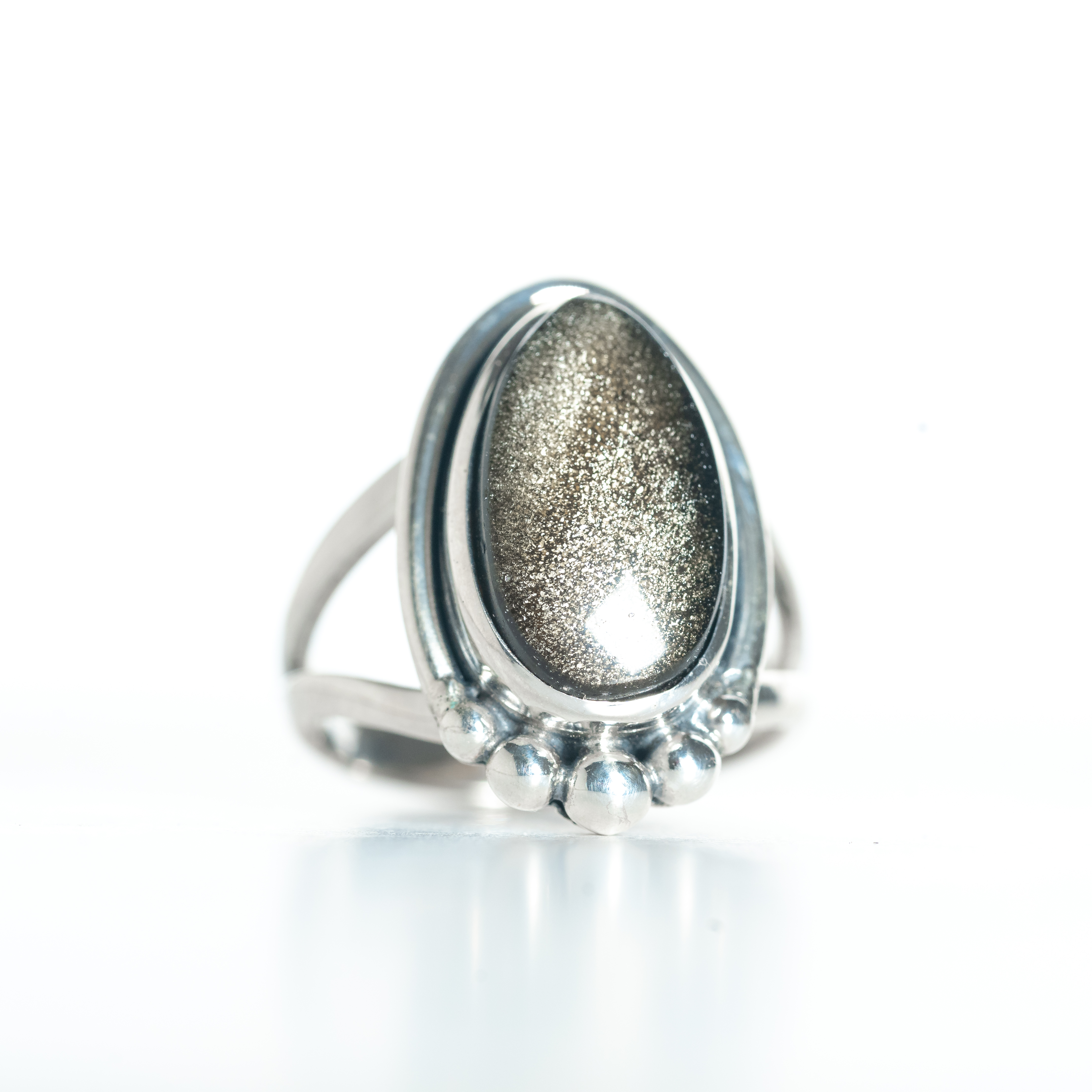 Anillo FORTALEZA Obsidiana Dorada T14