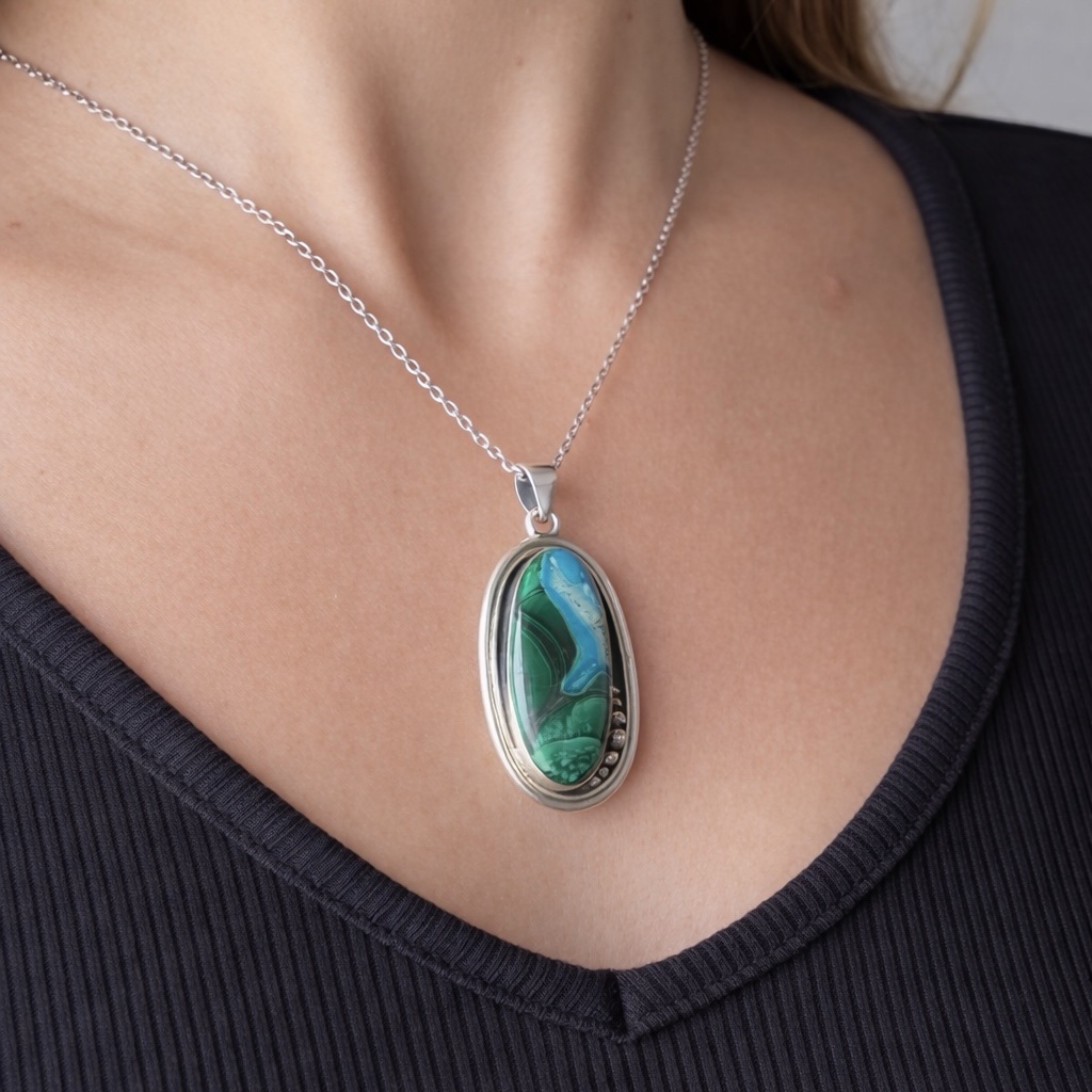 Colgante BOSQUE Malaquita con Crisocola