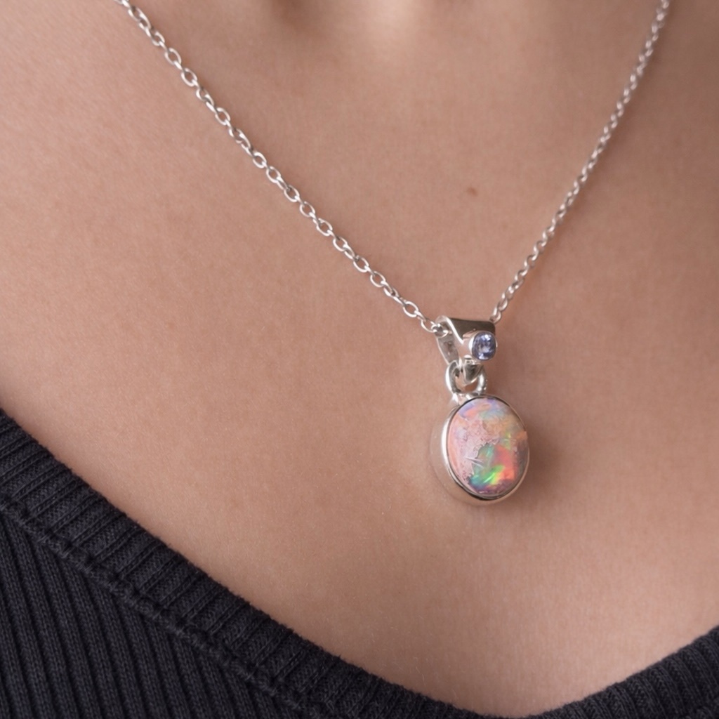 Colgante SERENIDAD Ópalo de Fuego y Tanzanita