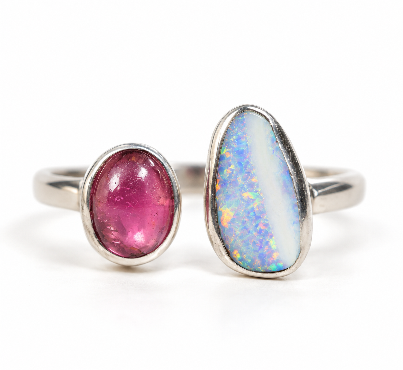 Anillo ORQUÍDEA Ópalo Australiano y Turmalina Rosa T13-16