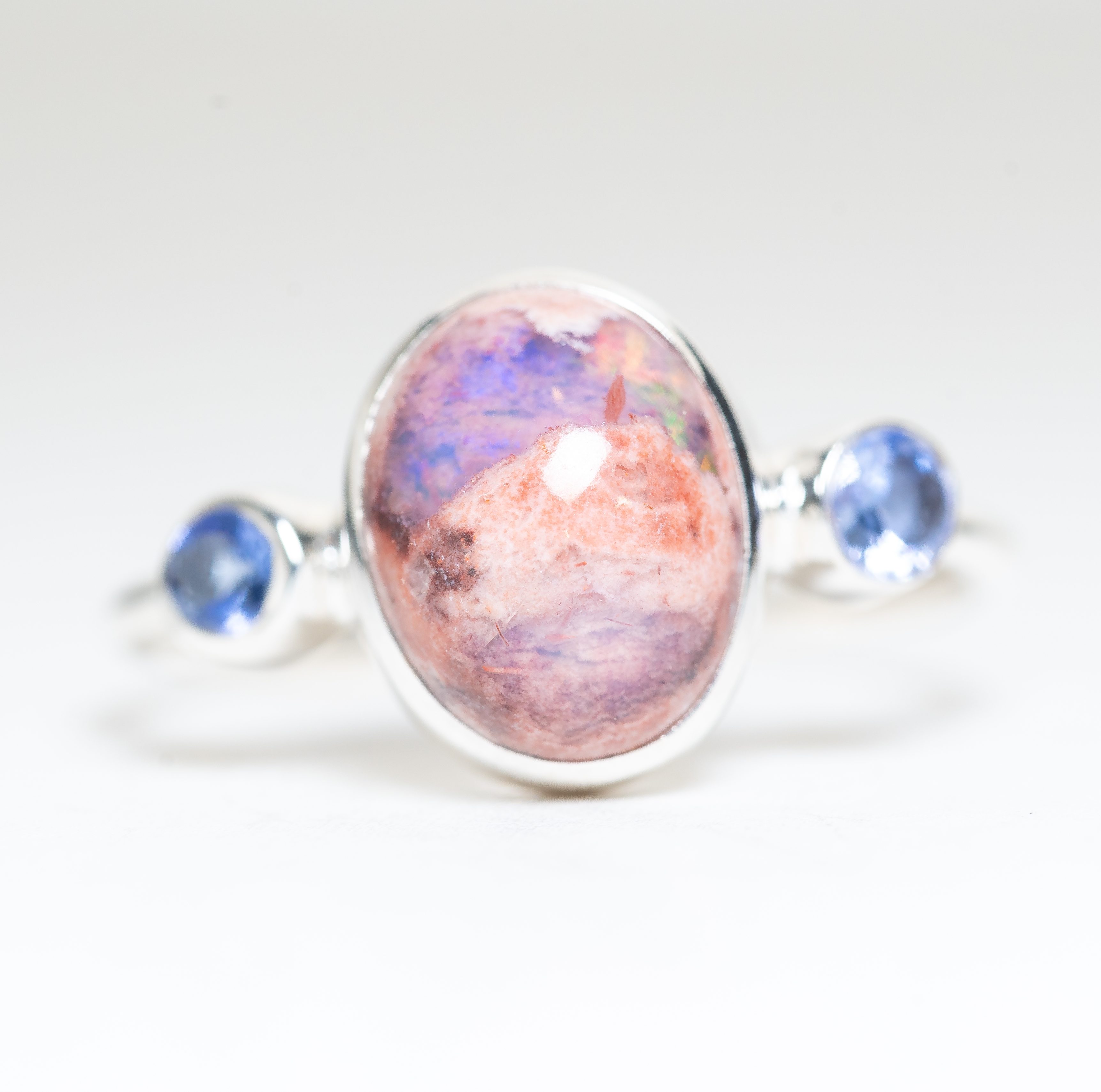 Anillo DIOSA Ópalo de Fuego y Tanzanitas T16