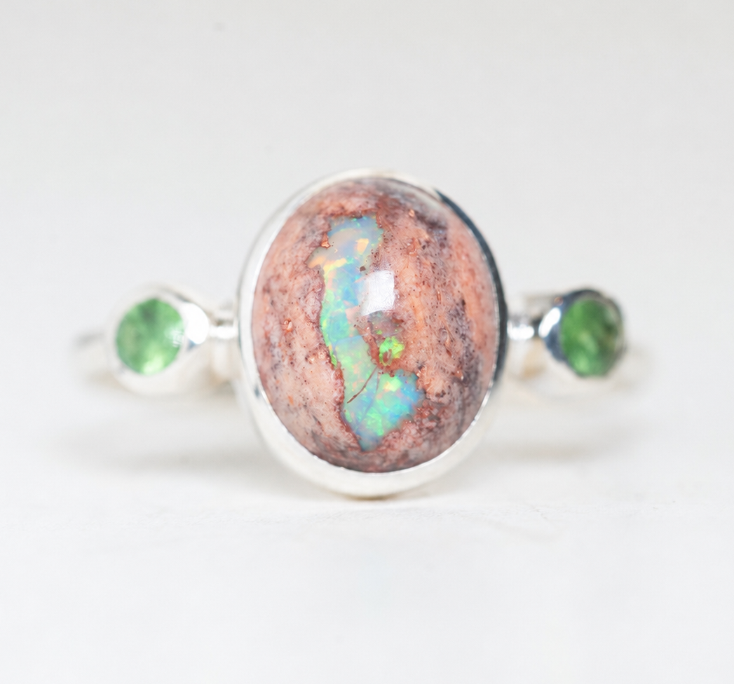 Anillo DIOSA Ópalo de Fuego y Tsavoritas T14