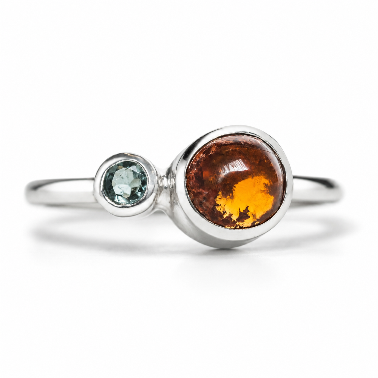 Anillo ÓRBITA Ópalo de Fuego y Turmalina Verde T13