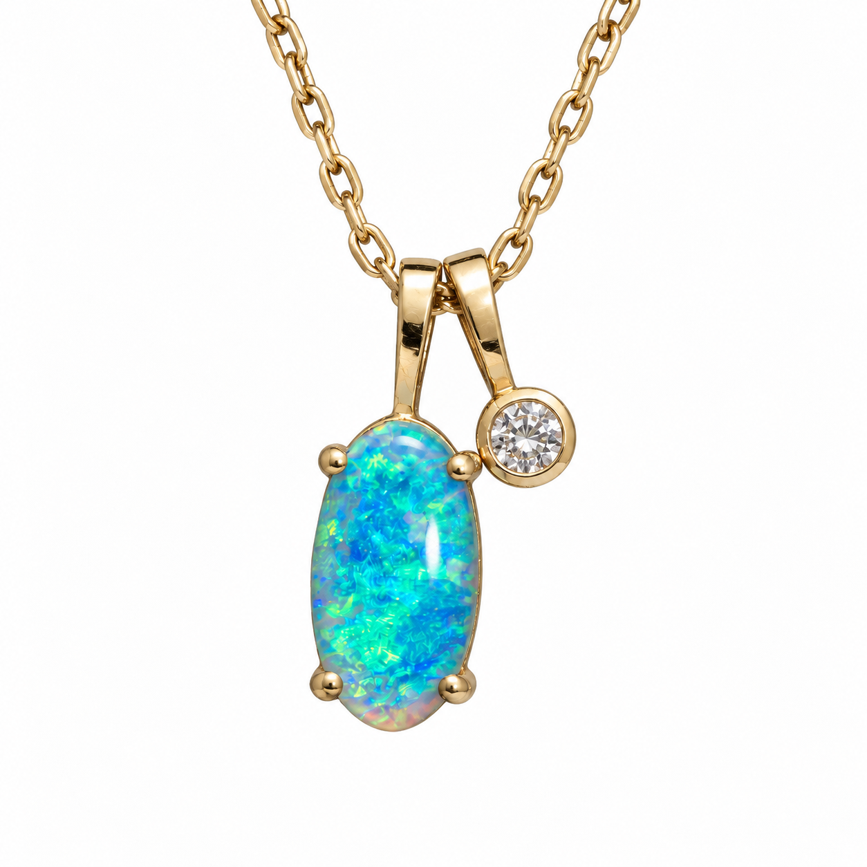 Alma Mía · Colgante doble de Ópalo Australiano y Diamante Natural
