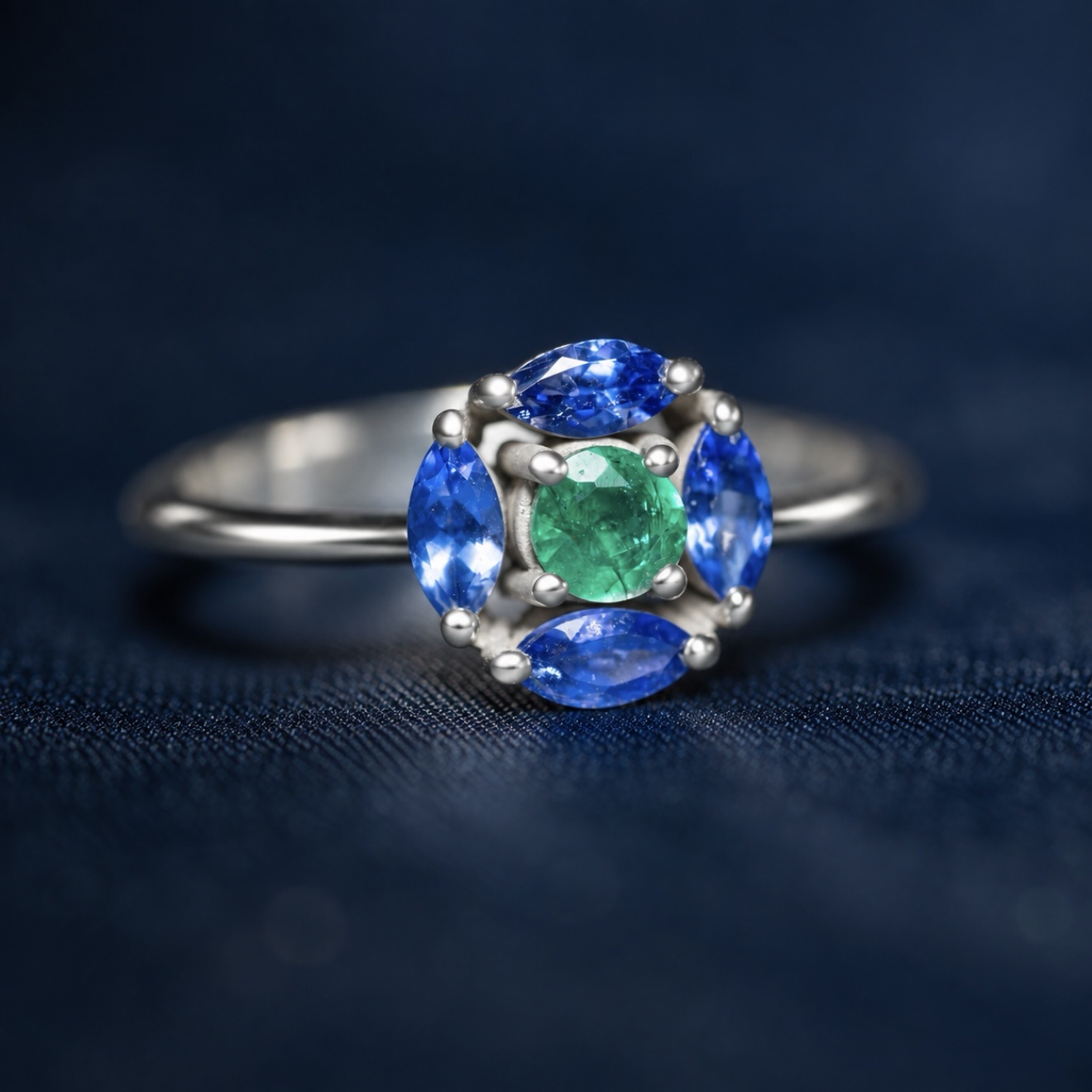 Anillo WILD Esmeralda y Tanzanitas