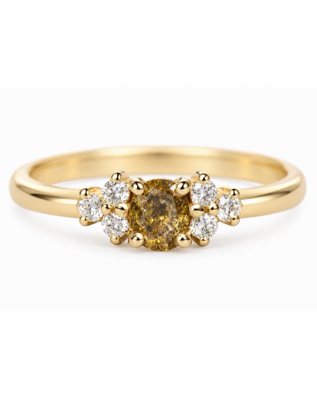Anillo Florencia Oro18k · Diamante Salt & Pepper y diamantes incoloros